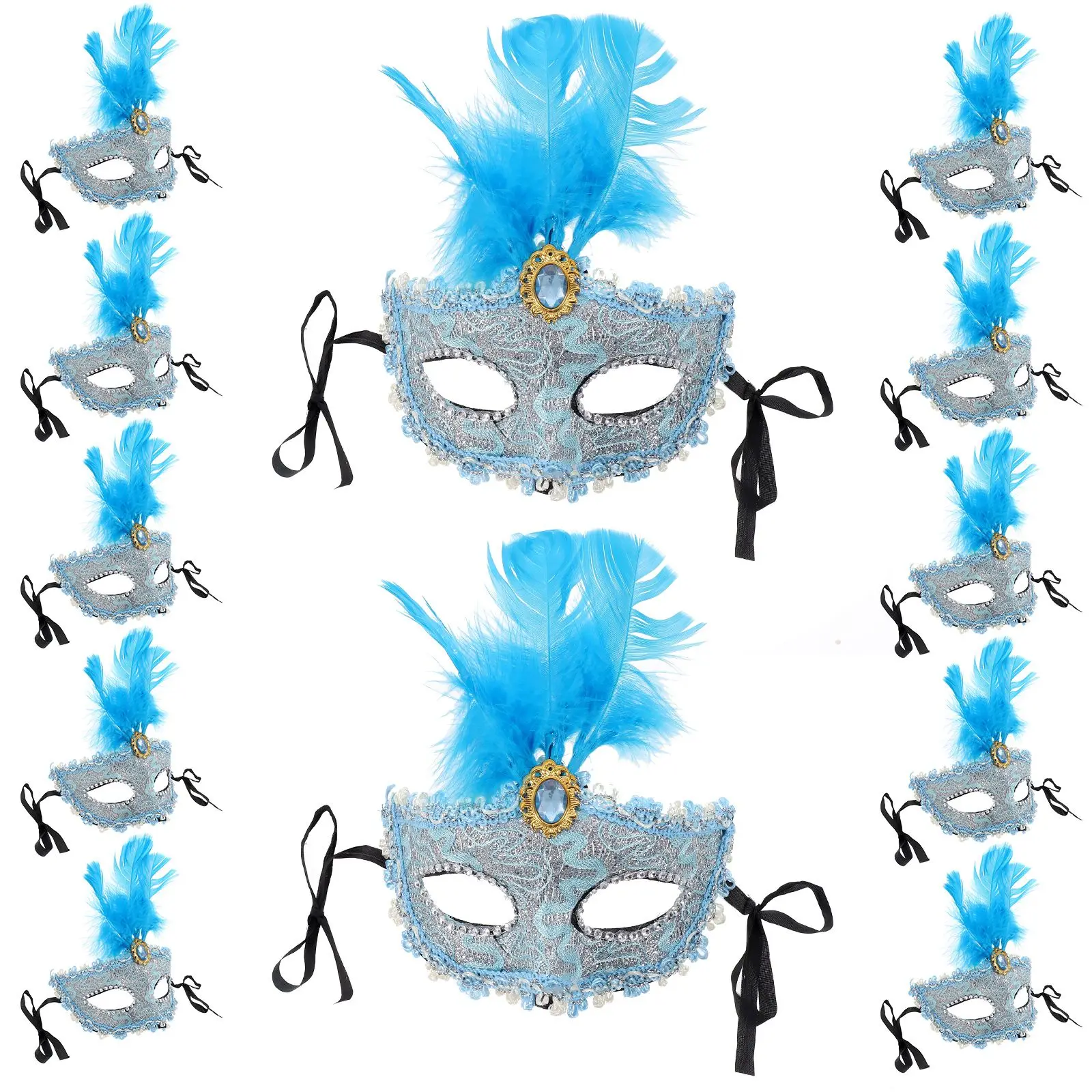 12 Uds máscara Cosplay mascarada máscaras disfraz fiesta Halloween carnaval plumas decoración accesorios vestir sombreros mujeres