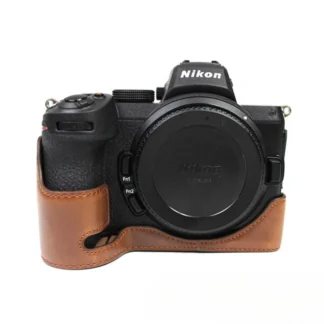 Funda de cuero con diseño de trípode, bolsa de cámara sin Espejo, funda protectora, medio juego, adecuado para nikonz5, Z6, z6ii, Z7, z7ii.