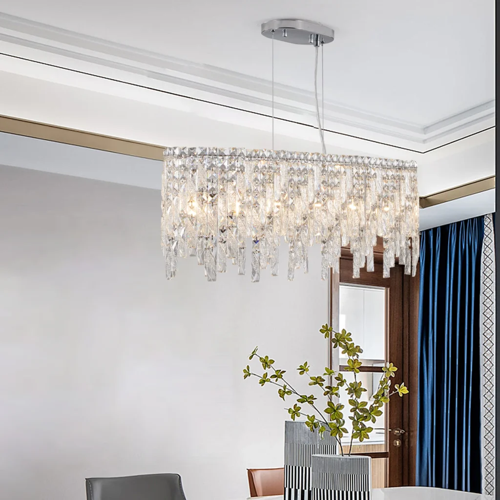 Candelabro de cristal Irregular, lámpara de lujo con forma de gota de lluvia para decoración del hogar, sala de estar, dormitorio, comedor, accesorios de escalera