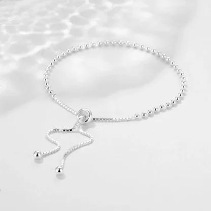 RYJU-pulsera de cuentas de bola redonda ajustable de plata de ley, accesorios de moda simples, pulsera de cadena de fiesta Bohemia en la playa, joyería