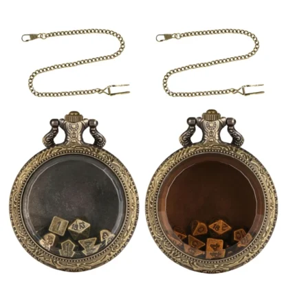 Juego reloj bolsillo Juego dados poliédricos con caja reloj bolsillo Caja reloj bolsillo