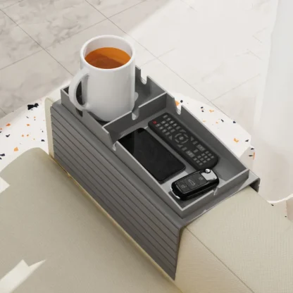 Portavasos para sofá, posavasos antideslizante de silicona para sofá, sillón reclinable, organizador de Control remoto, bandeja con reposabrazos para sofá