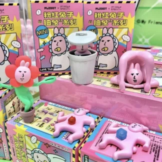 Plzdot oficial de conejo rosa, serie abstracta, caja ciega, Mini estatuilla, adorno divertido, juego de moda, regalo de cumpleaños para niñas