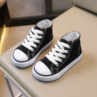 Zapatos de lona para niños, zapatos informales con cordones de otoño, suela suave versátil a la moda, zapatos deportivos para bebés y niñas 23-36