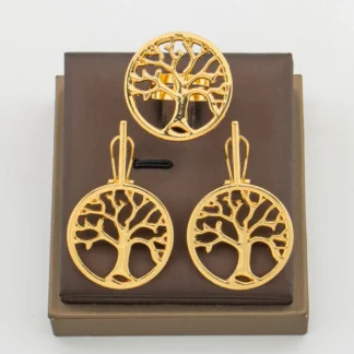 Pendientes redondos brasileños con conjunto de anillos para mujer, pendientes de Clip de Color dorado de 18k y conjunto de anillos para el dedo para bodas, regalos de uso diario