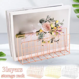 Estantería creativa De hierro y Metal con 3 compartimentos para el hogar, oficina, escritorio, revistas, almacenamiento De periódicos, Estantería De Almacenamiento