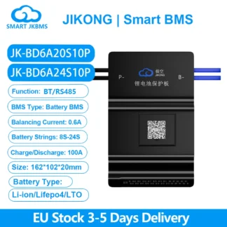 JK BMS BD6A24S10P BMS inteligente 8S ~ 24S con RS485 BT 0.6A 12A-24V BMS de equilibrio activo para LiFePo4 Li-ion LTO batería 100A JKBMS
