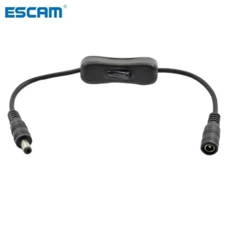 ESCAM-Cable de conexión de alimentación DC 12V, con interruptor, negro, Cable de extensión