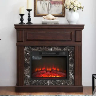 Chimenea eléctrica de 43" con repisa, calentador de chimenea eléctrica, soporte para TV con chimenea eléctrica independiente, repisa para chimenea