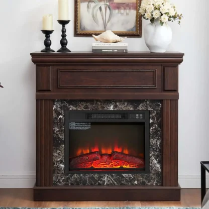 Chimenea eléctrica de 43" con repisa, calentador de chimenea eléctrica, soporte para TV con chimenea eléctrica independiente, repisa para chimenea