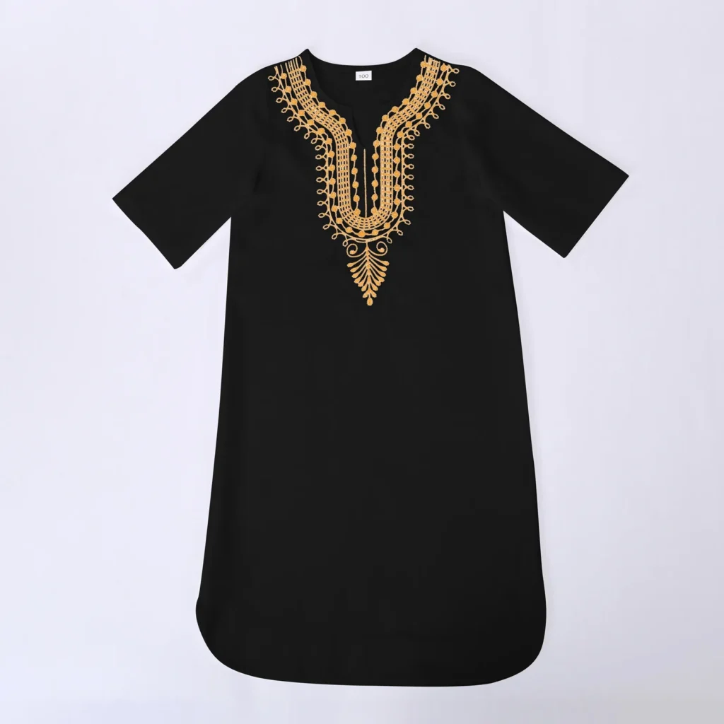 Camisa de manga corta larga holgada informal musulmana clásica africana para niños Dashiki apliques camiseta Dashiki Riche trajes musulmanes para chico