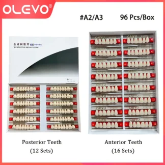 Juego de 12/16 juegos de dientes de resina sintética acrílica Dental, dentadura postiza, sombra Posterior Anterior A2 A3, materiales de odontología
