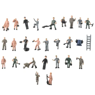 L61A 25 piezas 1:87 figuras pintadas miniaturas de trabajadores ferroviarios con cubo y escalera