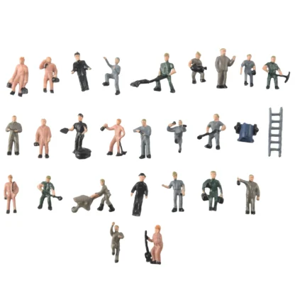 L61A 25 piezas 1:87 figuras pintadas miniaturas de trabajadores ferroviarios con cubo y escalera