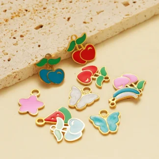 5 uds. De dijes de acero inoxidable con forma de goteo de aceite y fruta, colgantes de estrella para hacer joyería de moda DIY, collar, pendientes, Material a granel