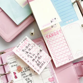 45 hojas A6 de papel de repuesto de hojas sueltas, corazón, 6 agujeros, recarga interior, papel de carpeta en espiral, Agenda diaria, mensual, semanal, lista de tareas