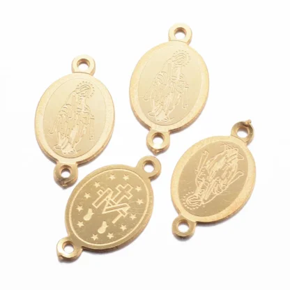 100 Uds. Conectores ovalados de acero inoxidable 304 chapados en iones (IP) con eslabones de joyería de la Virgen María, accesorios de decoración, 16x9x0,8mm