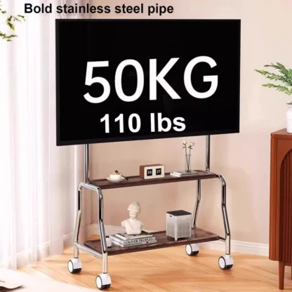 Soporte de suelo Estante de soporte para TV extraíble con ruedas Carro de TV de 32-75 pulgadas Estante para TV Ruedas silenciosas hasta 110 libras máx. VESA 600x400 mm