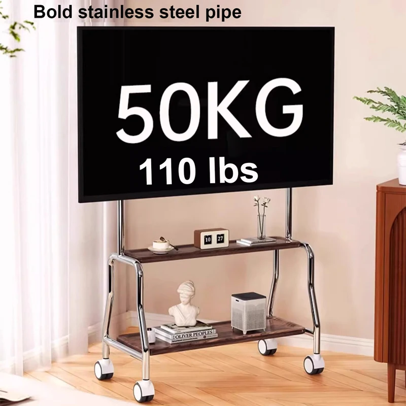 Soporte de suelo Estante de soporte para TV extraíble con ruedas Carro de TV de 32-75 pulgadas Estante para TV Ruedas silenciosas hasta 110 libras máx. VESA 600x400 mm