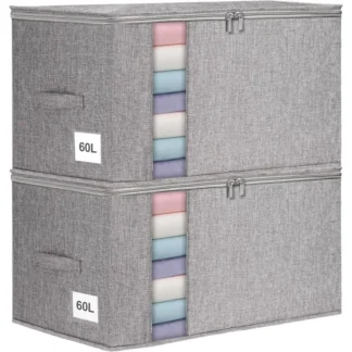 Bolsas grandes para almacenamiento de ropa, paquete de 2 bolsas de almacenamiento para edredón con estructura/cremallera resistente para edredones King/Queen