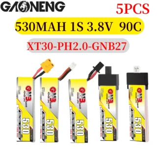 5 uds GAONENG GNB 530mAh 1S1P 3,8 V 90C batería Lipo con conector XT30/PH2.0/GNB27 para Mini Quads Dron FPV
