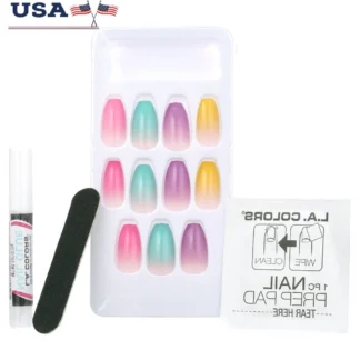 Kit de puntas de uñas con volantes, 33 Uds., fácil aplicación, almohadilla de preparación para uñas artificiales, pegamento para uñas, lima de uñas, puntas flexibles de larga duración