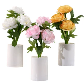 Lámpara LED de simulación de flores, luz de ambiente de peonía reutilizable junto a la lámpara de flores para regalos de aniversario del día de Navidad de San Valentín