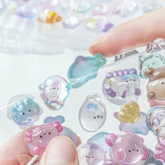 Divertidos y lindos pegatinas de decoración 3D, pegatinas estéticas Kawaii de caramelo con forma de gota de Animal, álbum diario, pegatinas de juguete DIY, álbum de recortes