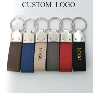 Llavero Vintage de cuero personalizado con logotipo impreso, colgante con grabado láser, llavero de coche, llavero personalizado, regalo para hombres y mujeres