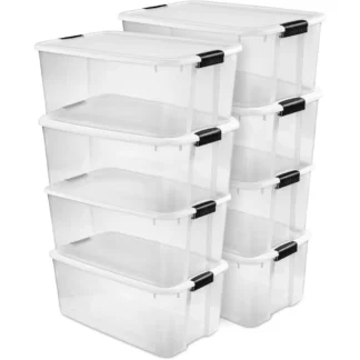 Caja ultra con cierre, contenedores de almacenamiento con tapas, plástico transparente, 116 cuartos - Contenedores organizadores resistentes