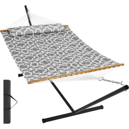 VEVOR Hamaca doble con soporte Hamaca exterior para 2 personas para exterior Hamaca independiente grande de 480 libras resistente Doble