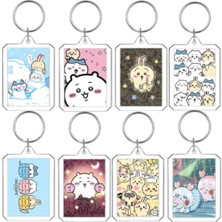 Kawaii Anime Hachiware Rakko Usagi llavero acrílico de dibujos animados corazón femenino lindo colgante coche encanto regalos de cumpleaños juguetes Accesorios