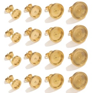 10 Uds. De pendientes dorados de acero inoxidable, Base de cabujón trasero, configuración de bisel, Base de pendiente de resina DIY, accesorios para hacer joyas a granel