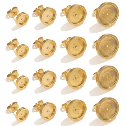 10 Uds. De pendientes dorados de acero inoxidable, Base de cabujón trasero, configuración de bisel, Base de pendiente de resina DIY, accesorios para hacer joyas a granel
