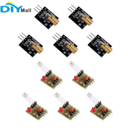 Kit de módulos receptores y transmisor láser Keyes de 5 V (5 piezas + 5 piezas) para Arduino con alcance de ambiente oscuro de 1200 m