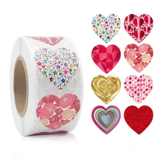 50-500 Uds etiqueta adhesiva en forma de corazón para amor Día de San Valentín boda compromiso amante regalos románticos decoración etiquetas de sellado