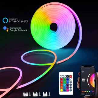 Tira de LED de neón RGB, 1/2/3/5M, IP65, impermeable, bricolaje, tira de neón USB, aplicación remota Tuya, cinta Flexible de Control para iluminación de decoración del hogar
