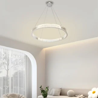 Lámpara colgante de cristal K9, elegante lámpara de techo, fuente de luz LED de 7,08 pulgadas para comedor, sala de estar y dormitorio