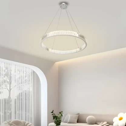 Lámpara colgante de cristal K9, elegante lámpara de techo, fuente de luz LED de 7,08 pulgadas para comedor, sala de estar y dormitorio