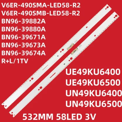 Tira de LED para UN49KU6400 UE49KU6500U UE49KU6400U UE49MU6470 UE49MU6505 UE49MU6400U UN49KU7000 UA49KU7500 UE49KU6650U