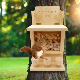 Suministros para mascotas, comedero de madera para ardillas, comedero colgante duradero para pájaros, caja de alimentación multiusos para hámster, árbol