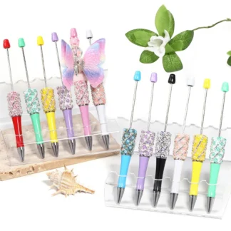 50 Uds. Bolígrafos creativos DIY con cuentas, bolígrafos con cuentas de perlas y copos de nieve, bolígrafos de plástico multicolor, suministros escolares y de oficina