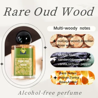 Raro perfume unisex sin alcohol de madera Oud, fragancia aromática de madera con perfume Oud, sándalo y ámbar EDP de larga duración de 50 ml