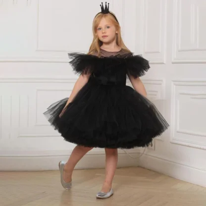 Vestido de fiesta para niñas negras, disfraz de carnaval, eventos góticos de Halloween, Vestido para niños, Vestido de noche de cumpleaños