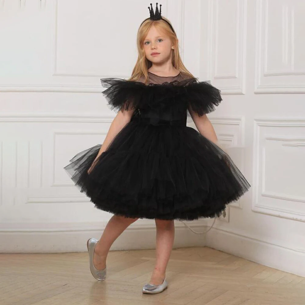 Vestido de fiesta para niñas negras, disfraz de carnaval, eventos góticos de Halloween, Vestido para niños, Vestido de noche de cumpleaños