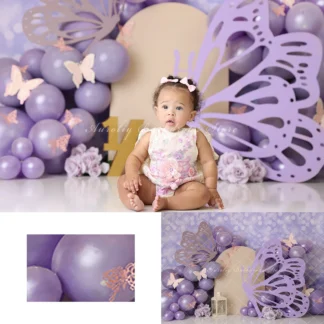 Fondos de mariposa púrpura pastel Smash accesorios de fotografía para niños adultos decoraciones para bebés arco de globos fondos de estudio fotográfico
