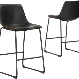 Taburetes de Bar con respaldo, Juego de 2 Taburetes de Bar de altura de mostrador, 26 H, Arml, cuero de imitación Industrial con patas de Metal y