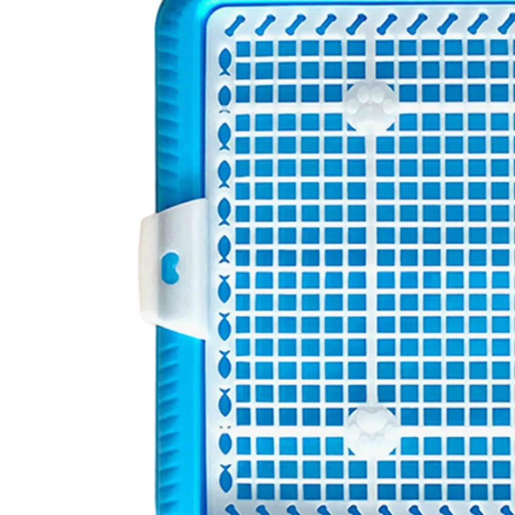 Orinal de entrenamiento de esquina para interiores, antideslizante, soporte para almohadilla para orinar para cachorros, bandeja para orinal de entrenamiento de malla para perros pequeños