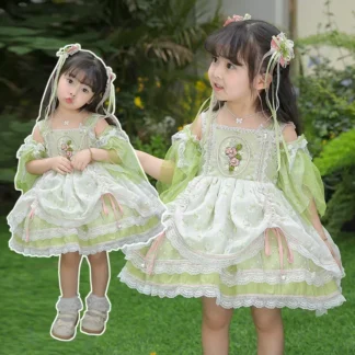 Vestido Lolita para niñas, vestido de princesa verde para bebé, falda tutú, vestido de fiesta de boda y cumpleaños, ropa para niño niña 2024