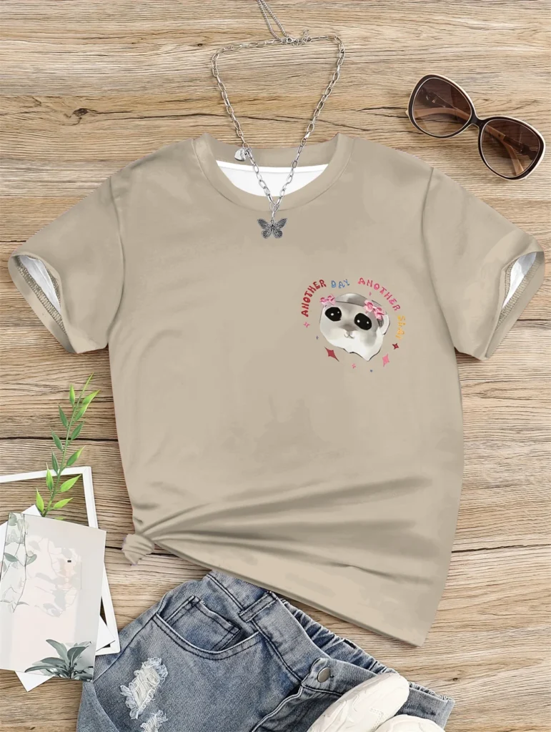 Ropa Para niña de 5 a 14 años, camiseta caqui de otro día, ropa para niño, camisetas de manga corta para niño